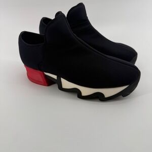 iRi Black Red Neoprene Sneakers Low Top Shoes Designer Italy Women's 7.5